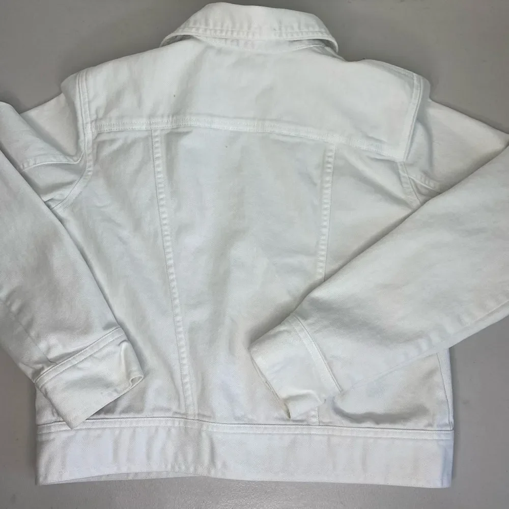 Lauren Jeans Co White Denim Jacket Size Small Petite Vintage Casual - Picture 2 of 8